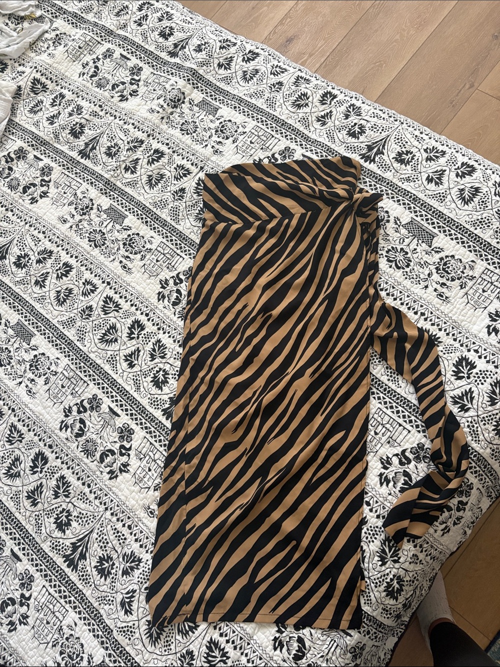 Aakaa Black & Tan Zebra-Print Wrap Skirt
